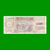 BONO DE JUJUY 0,10 AUSTRALES, EC 010, AÑO 1986, ESTADO EXCELENTE+ .-