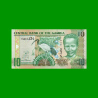 BILLETE DE GAMBIA 10 DALASIS, PICK 26, ESTADO SIN CIRCULAR.-