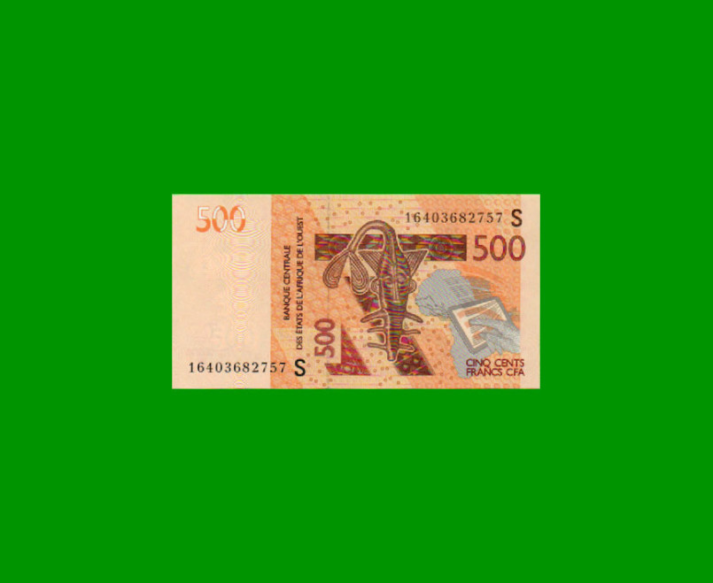 BILLETE DE GUINEA BISSAU 500 FRANCOS, PICK 919Se, AÑO 2016, ESTADO SIN CIRCULAR.-