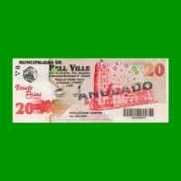 BONO MUNICIPALIDAD DE BELL VILLE $20,00, AÑO 2002/2003, ESTADO EXCELENTE.-
