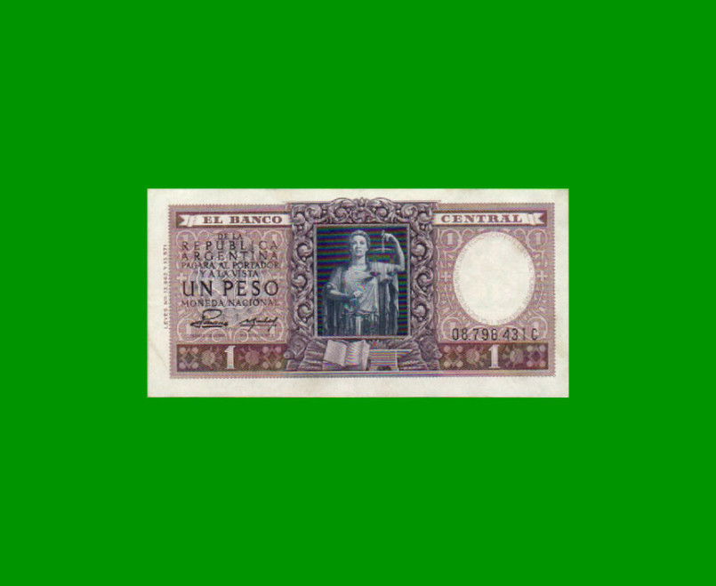 MONEDA NACIONAL $ 1,00, BOT 1913, AÑO 1954, ESTADO EXCELENTE.-