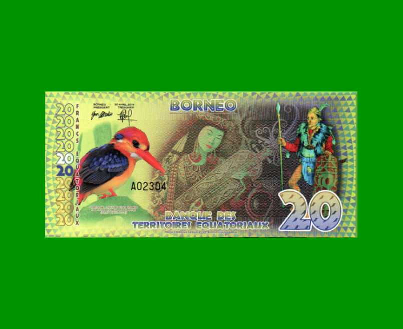 BILLETE DE ISLA ISABELA 20 FRANCOS, POLYMERO FANTASIA, AÑO 2014, ESTADO SIN CIRCULAR.-