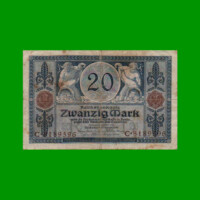 BILLETE DE ALEMANIA 20 MARCOS, PICK 63, AÑO 1915, ESTADO BUENO+ .-