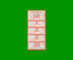 SET DE 5 BONOS TICKET TRUEQUE, ZONA NOROESTE, 0,5; 1; 3; 5; Y 10 CREDITOS, MG 305; 306; 308 a 310, ESTADO MB+ a S/ C.-