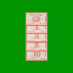 SET DE 5 BONOS TICKET TRUEQUE, ZONA NOROESTE, 0,5; 1; 3; 5; Y 10 CREDITOS, MG 305; 306; 308 a 310, ESTADO MB+ a S/ C.-