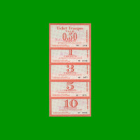 SET DE 5 BONOS TICKET TRUEQUE, ZONA NOROESTE, 0,5; 1; 3; 5; Y 10 CREDITOS, MG 305; 306; 308 a 310, ESTADO MB+ a S/ C.-