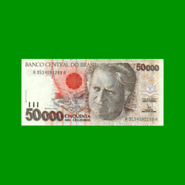 BILLETE DE BRASIL 50.000 CRUZEIROS, PICK 234, AÑO 1992, ESTADO SIN CIRCULAR.-
