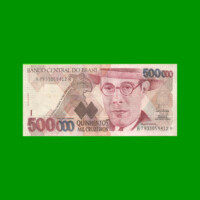 BILLETE DE BRASIL 500.000 CRUZEIROS, PICK 236c, AÑO 1993, ESTADO MUY BUENO.-