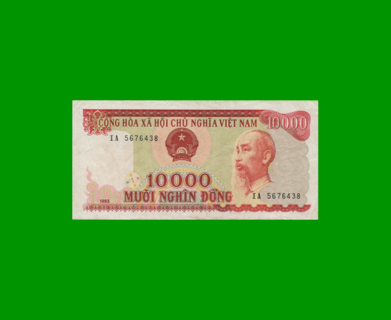 BILLETE DE VIETNAM 10.000 DONG, PICK 115, AÑO 1993, ESTADO MUY BUENO.-