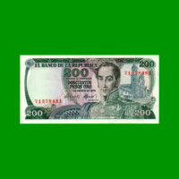BILLETE DE COLOMBIA $ 200,00, PICK 417b, AÑO 1975, ESTADO EXCELENTE.-