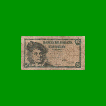BILLETE DE ESPAÑA 5 PESETAS, PICK 136, AÑO 1948, ESTADO BUENO.-