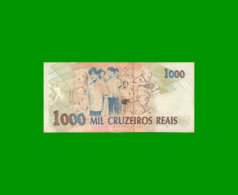 BILLETE DE BRASIL 1.000 CRUZEIROS REALES, PICK 240, AÑO 1993, ESTADO MUY BUENO.- - Imagen 2