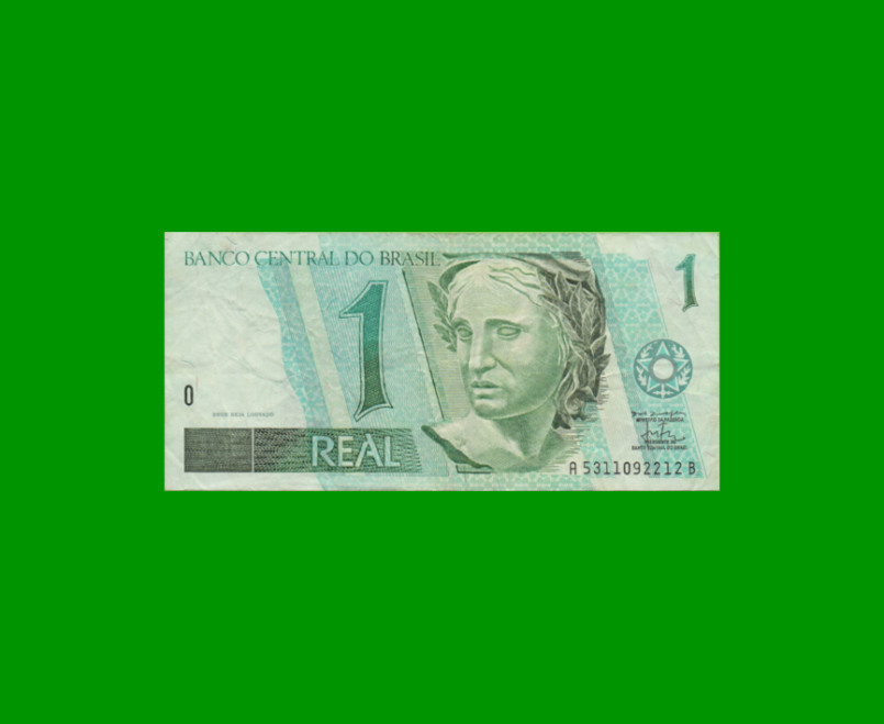 BILLETE DE BRASIL 1 REAL, PICK 243Ab, AÑO 1998, ESTADO MUY BUENO- .-