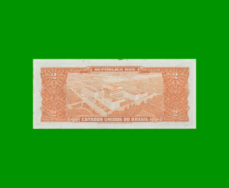 BILLETE DE BRASIL 2 CRUZEIROS, PICK 157Ac, AÑO 1958, ESTADO SIN CIRCULAR.- - Imagen 2