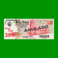 BONO MUNICIPALIDAD DE BELL VILLE $20,00, AÑO 2002/2003, ESTADO SIN CIRCULAR.-