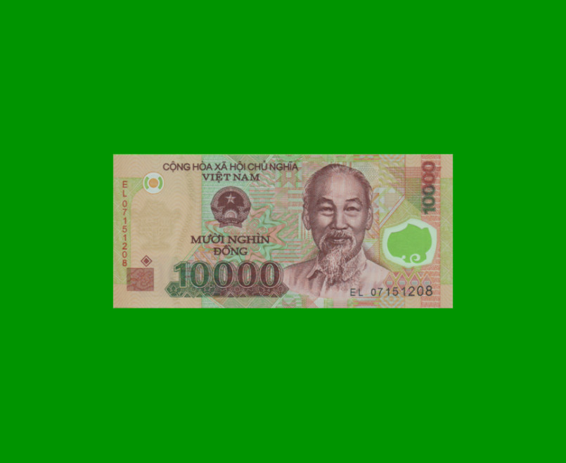 BILLETE DE VIETNAM 10.000 DONG, POLYMERO, PICK 119b, AÑO 2007, ESTADO SIN CIRCULAR.-