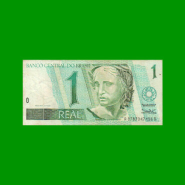 BILLETE DE BRASIL 1 REAL, PICK 243Ac, AÑO 1999, ESTADO BUENO+ .-