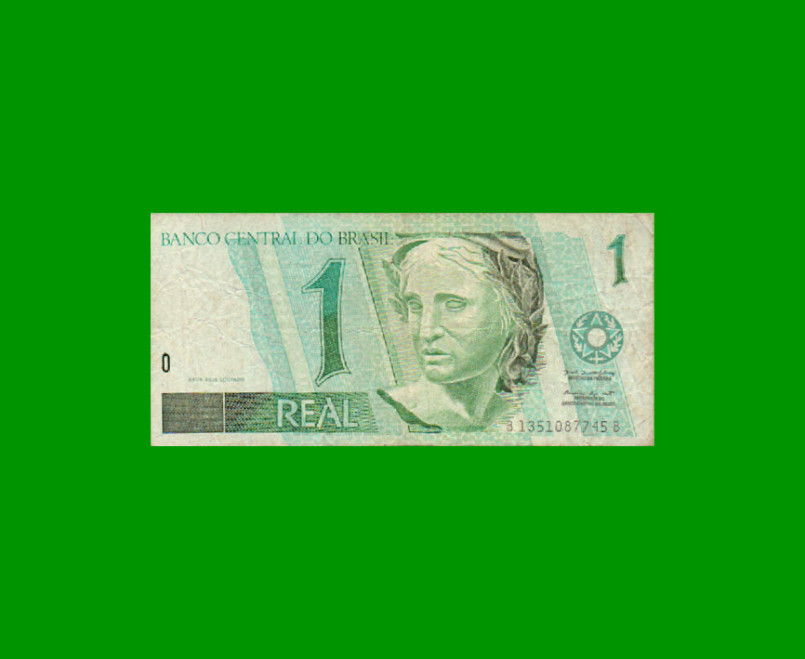 BILLETE DE BRASIL 1 REAL, PICK 243Ae, AÑO 1999, ESTADO BUENO+ .-