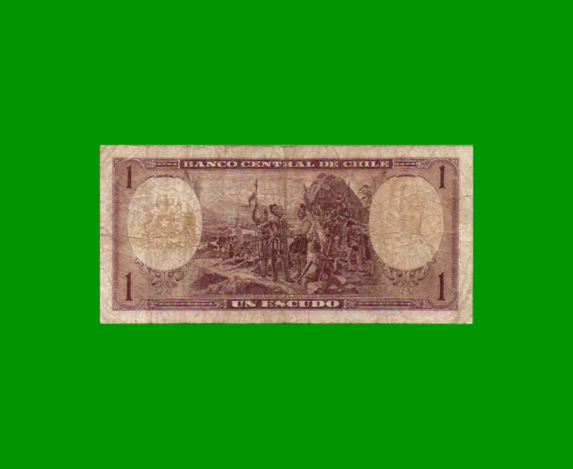 BILLETE DE CHILE 1 ESCUDO, PICK 135Aa, AÑO 1964/67, ESTADO BUENO.- - Imagen 2