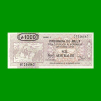 BONO DE JUJUY 1.000 AUSTRALES, EC 021, AÑO 1989, ESTADO EXCELENTE+ .-