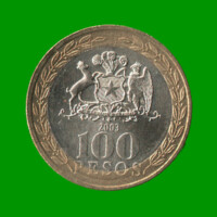 MONEDA DE CHILE 100 PESOS, BIMETALICA , AÑO 2003 , ESTADO USADA.-