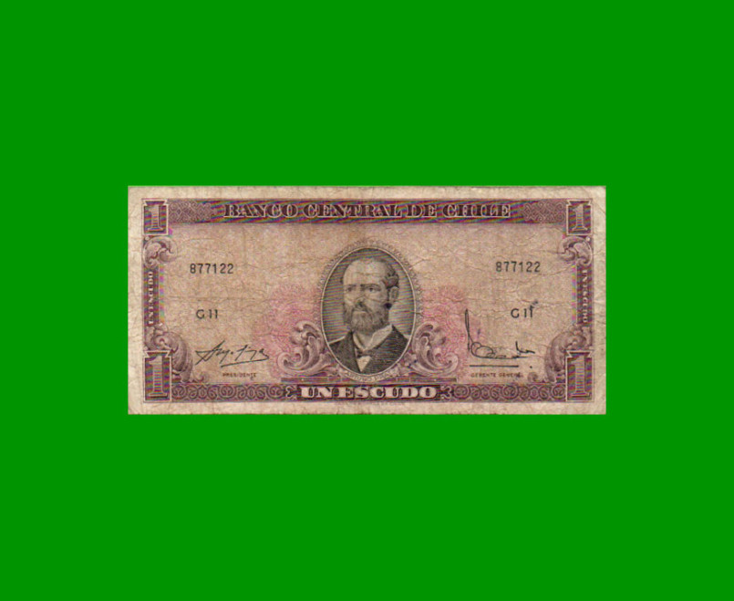 BILLETE DE CHILE 1 ESCUDO, PICK 135Aa, AÑO 1964/67, ESTADO BUENO.-