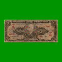 BILLETE DE BRASIL 5 CRUZEIROS, PICK 158a, AÑO 1953, ESTADO REGULAR.-