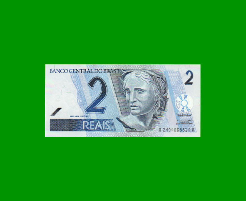 BILLETE DE BRASIL 2 REALES, PICK 249, N° CAT 255, AÑO 2001, ESTADO SIN CIRCULAR.-