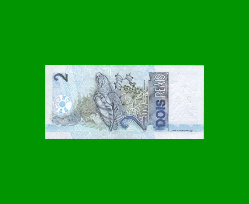 BILLETE DE BRASIL 2 REALES, PICK 249, N° 259, AÑO 2008, ESTADO EXCELENTE+ .- - Imagen 2