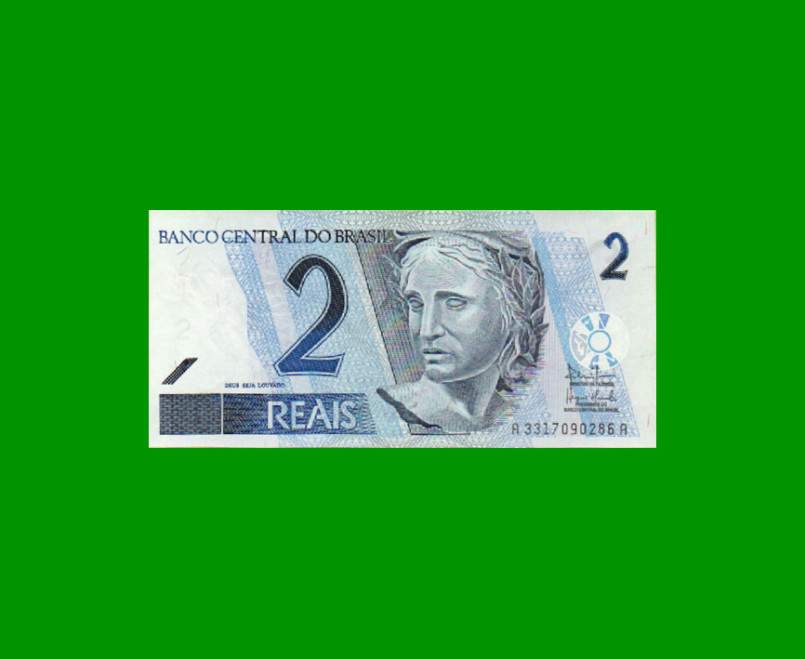 BILLETE DE BRASIL 2 REALES, PICK 249, N° CAT 256, AÑO 2003, ESTADO SIN CIRCULAR.-