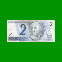BILLETE DE BRASIL 2 REALES, PICK 249, N° 260, AÑO 2009, ESTADO BUENO+ .-