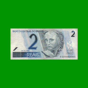 BILLETE DE BRASIL 2 REALES, PICK 249, N° 259, AÑO 2008, ESTADO BUENO+ .-