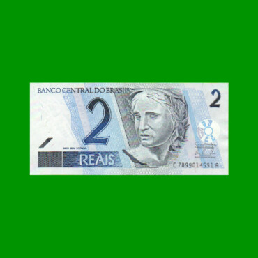 BILLETE DE BRASIL 2 REALES, PICK 249, N° CAT 261, AÑO 2009, ESTADO EXCELENTE.-