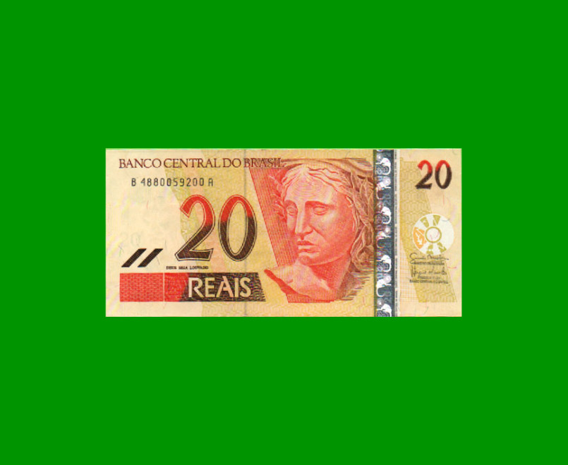 BILLETE DE BRASIL 20 REALES, PICK NEW, N° CAT 306, AÑO 2007, ESTADO SIN CIRCULAR.-