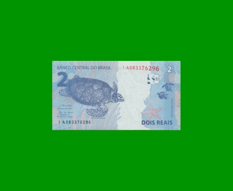 BILLETE DE BRASIL 2 REALES, PICK NEW, N° CAT 339, SERIE IA, AÑO 2021, ESTADO SIN CIRCULAR.- - Imagen 2