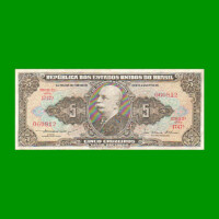 BILLETE DE BRASIL 5 CRUZEIROS, PICK 158c, AÑO 1956, ESTADO EXCELENTE- .-