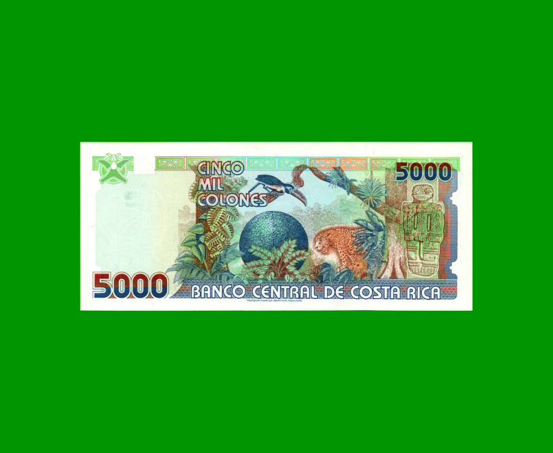 BILLETE DE COSTA RICA 5.000 COLONES, PICK 266c, AÑO 2005, ESTADO SIN CIRCULAR.- - Imagen 2