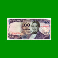 BILLETE DE COLOMBIA $ 100,00, PICK 418b, AÑO 1980, ESTADO MUY BUENO+ .-