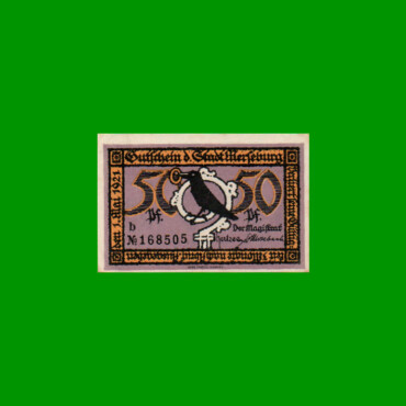 BILLETE DE ALEMANIA NOTGELD CIUDAD DE MERSEBURG 50 CENTAVOS, M. M. 884.1, ESTADO EXCELENTE.-