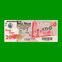 BONO MUNICIPALIDAD DE BELL VILLE $20,00, AÑO 2002/2003, ESTADO SIN CIRCULAR.-