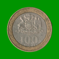 MONEDA DE CHILE 100 PESOS, BIMETALICA , AÑO 2005 , ESTADO USADA.-
