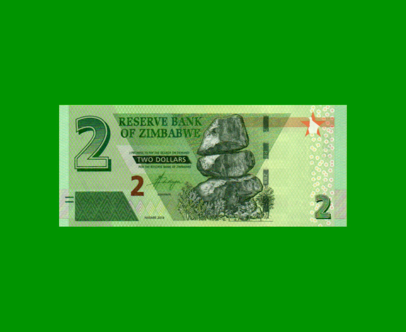 BILLETE DE ZIMBABWE 2 DOLARES, HIBRIDO, PICK W101, ESTADO SIN CIRCULAR.-