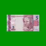 BILLETE DE BRASIL 5 REALES, PICK 253b, N° CAT 341, SERIE C D, AÑO 2015, ESTADO SIN CIRCULAR.-
