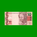 BILLETE DE BRASIL 10 REALES, PICK 254c, N° CAT 348, SERIE FH, AÑO 2017, ESTADO SIN CIRCULAR.-