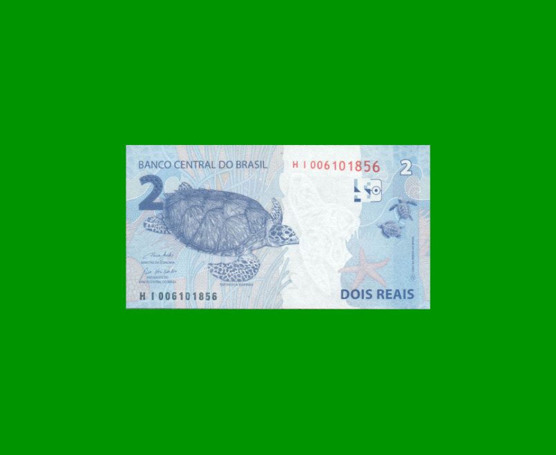 BILLETE DE BRASIL 2 REALES, PICK NEW, N° CAT 339, SERIE HI, AÑO 2020, ESTADO SIN CIRCULAR.- - Imagen 2