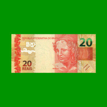 BILLETE DE BRASIL 20 REALES, PICK 255b, N° CAT 352, SERIE DC, AÑO 2014, ESTADO SIN CIRCULAR.-