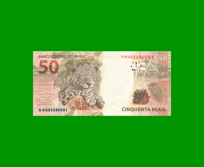 BILLETE DE BRASIL 50 REALES, PICK NEW, N° CAT 361, SERIE HH, AÑO 2017, ESTADO SIN CIRCULAR.- - Imagen 2