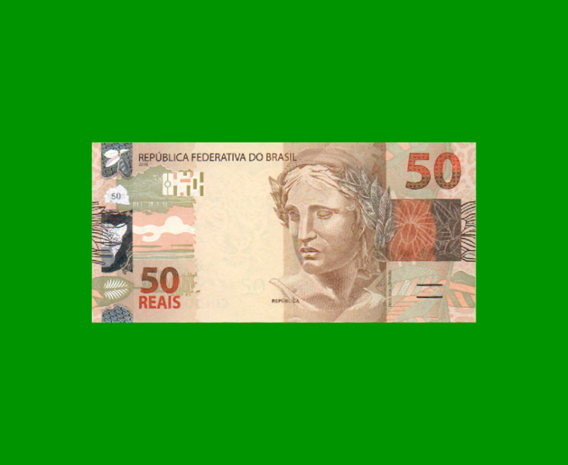 BILLETE DE BRASIL 50 REALES, PICK NEW, N° CAT 361, SERIE HH, AÑO 2017, ESTADO SIN CIRCULAR.-