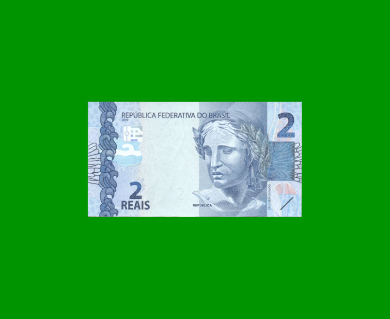 BILLETE DE BRASIL 2 REALES, PICK NEW, N° CAT 339, SERIE JC, AÑO 2022, ESTADO SIN CIRCULAR.-