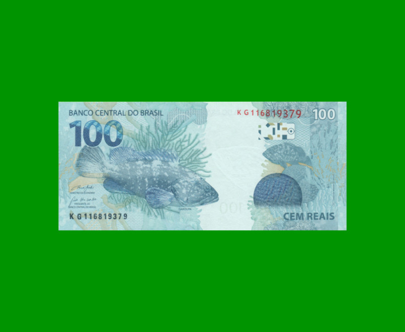 BILLETE DE BRASIL 100 REALES, PICK NEW, AÑO 2010, ESTADO SIN CIRCULAR.- - Imagen 2